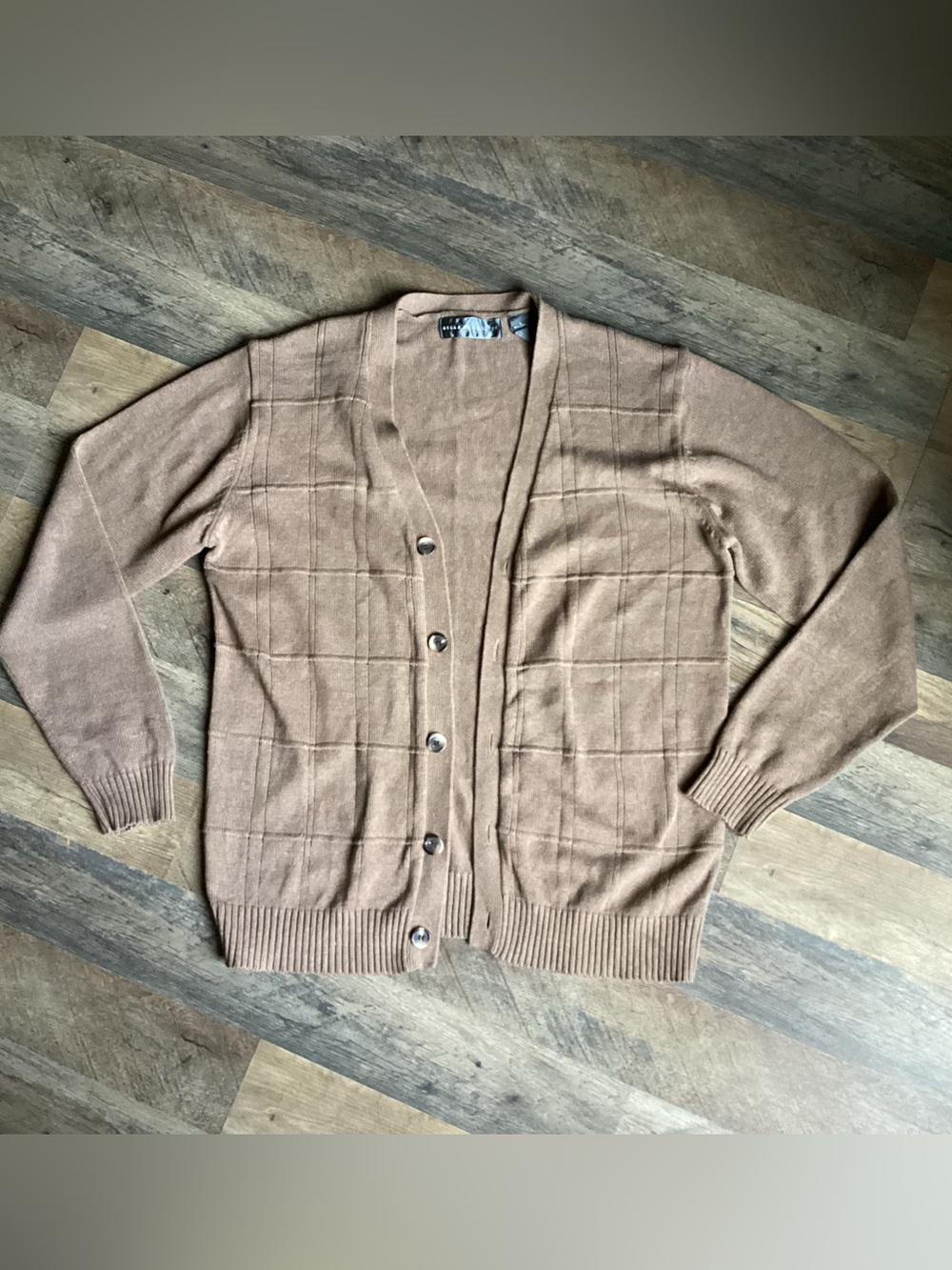 Oscar de La Renta Brown Grid-Pattern Button Cardigan Sweater